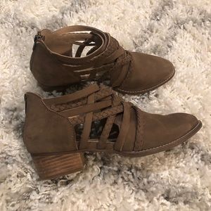 Braid detail leather booties